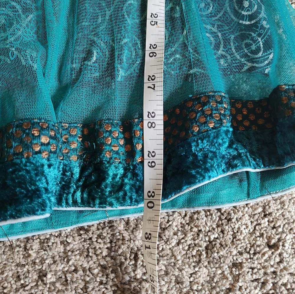 💥3/$20 Darshan Girls Green Beaded Lined Indian Dress Size 30 or Costume!